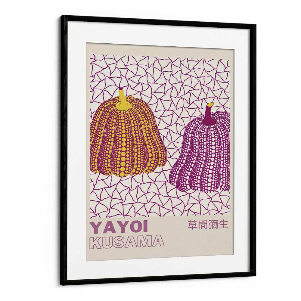 Yayoi Kusama IX Japanese Vintage Paintings in Black Frame With Mount