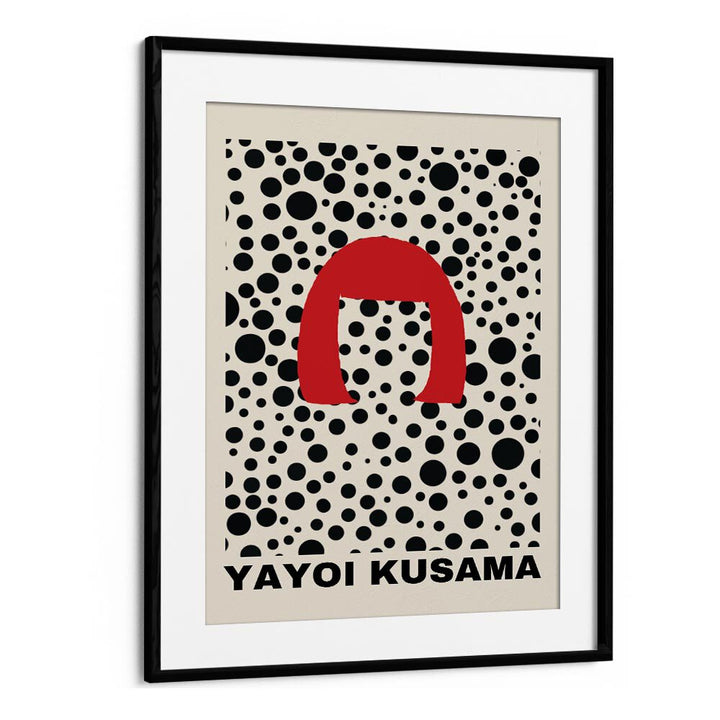 Yayoi Kusama Illustration I By Yayoi Kusama Japanese Vintage Paintings in Black Frame With Mount