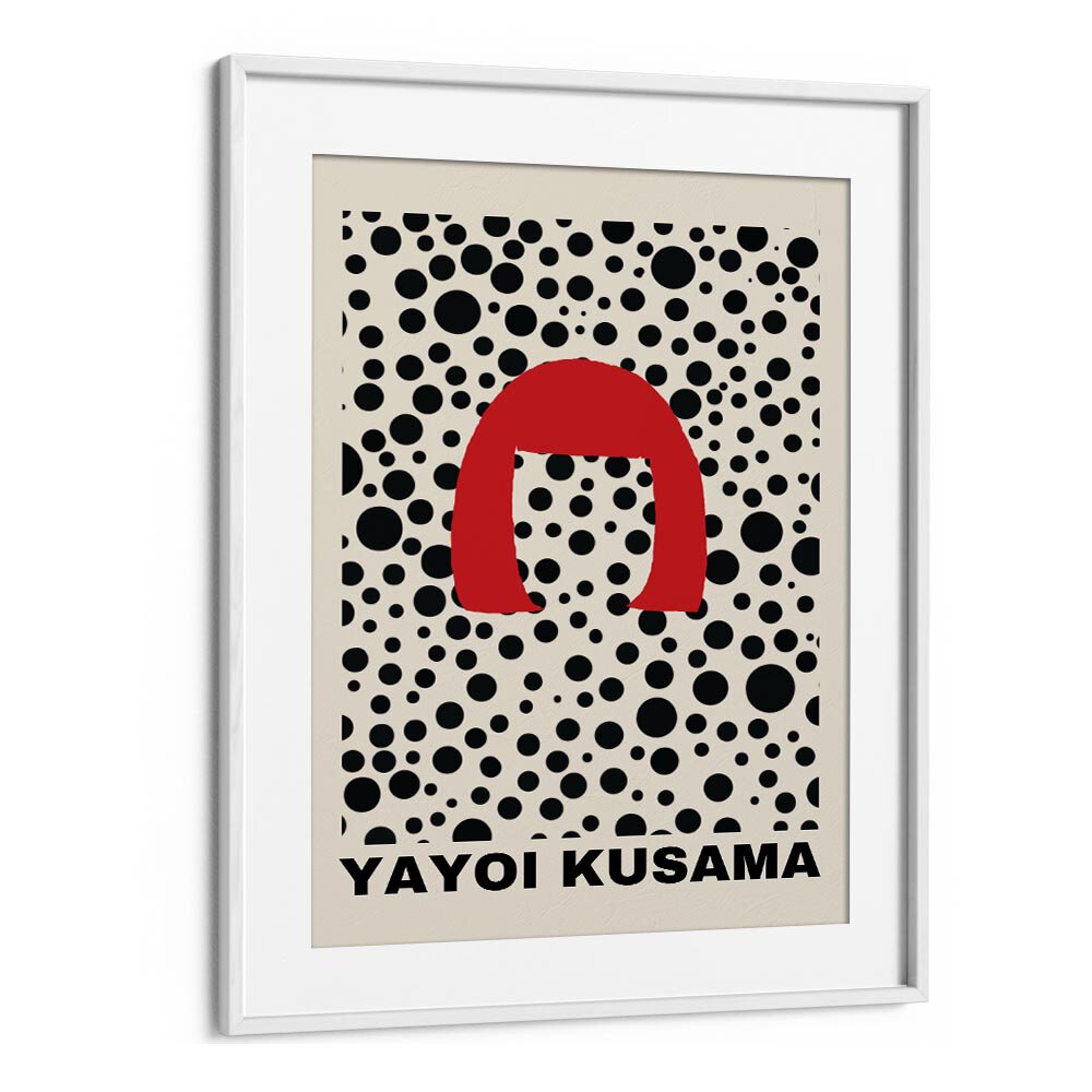 Yayoi Kusama Illustration I By Yayoi Kusama Japanese Vintage Paintings in White Frame With Mount