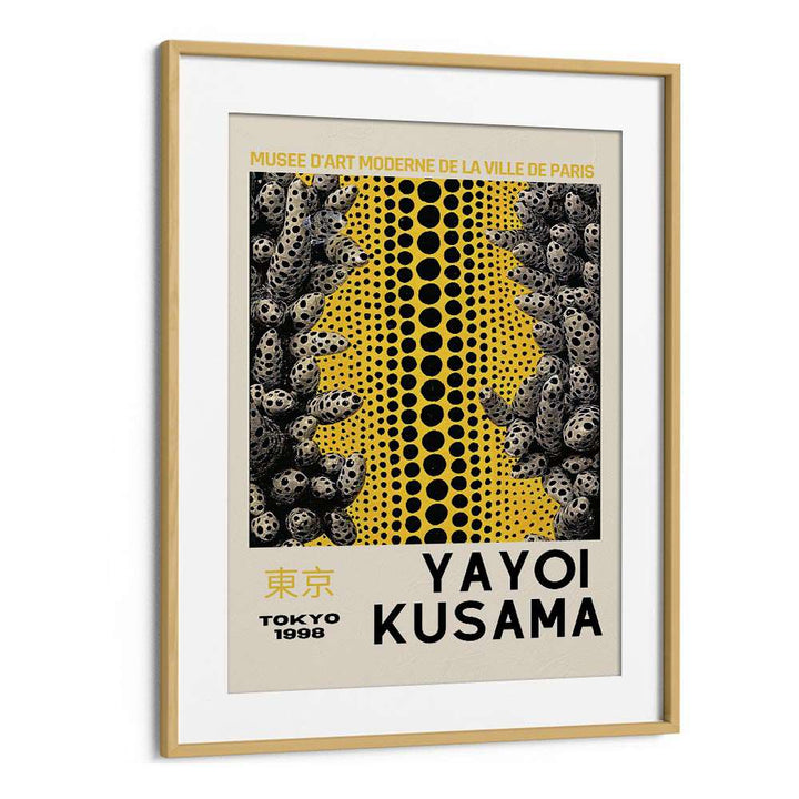 Yayoi Kusama Japanese Vintage Paintings in Oak Wood Frame With Mount