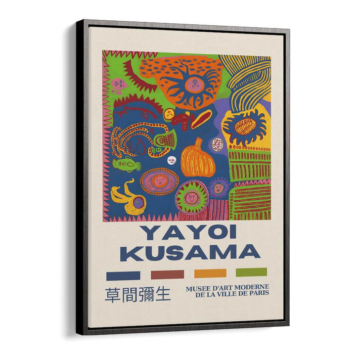 Yayoi Kusama-Musee D-Art Moderne De La Ville De Paris By Yayoi Kusama Japanese Vintage Paintings in Black Floater Frame