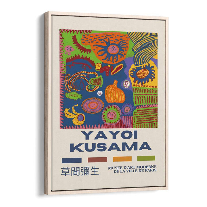 Yayoi Kusama-Musee D-Art Moderne De La Ville De Paris By Yayoi Kusama Japanese Vintage Paintings in Oak Wood Floater Frame