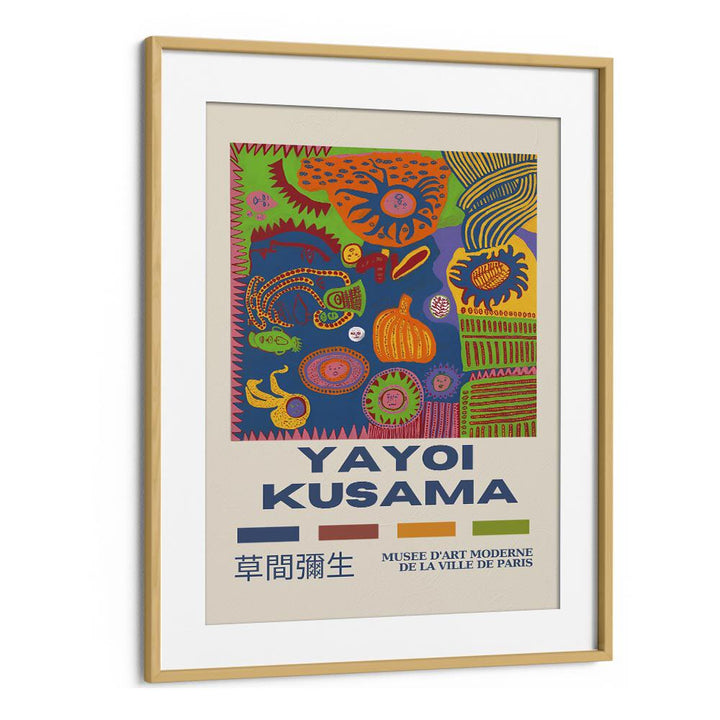 Yayoi Kusama-Musee D-Art Moderne De La Ville De Paris By Yayoi Kusama Japanese Vintage Paintings in Oak Wood Frame With Mount