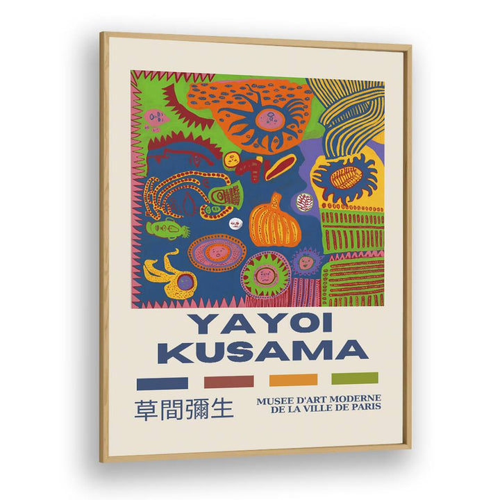 Yayoi Kusama-Musee D-Art Moderne De La Ville De Paris By Yayoi Kusama Japanese Vintage Paintings in Oak Wood Plain Frame
