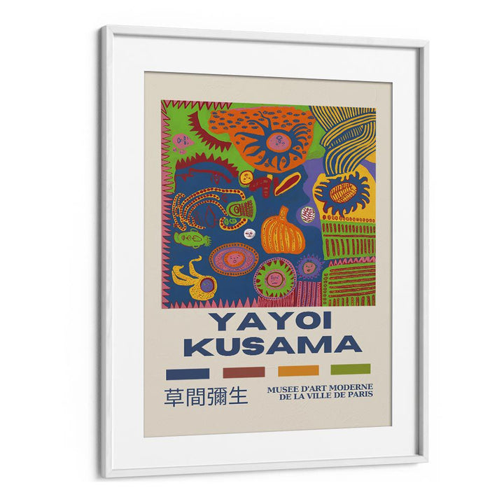 Yayoi Kusama-Musee D-Art Moderne De La Ville De Paris By Yayoi Kusama Japanese Vintage Paintings in White Frame With Mount