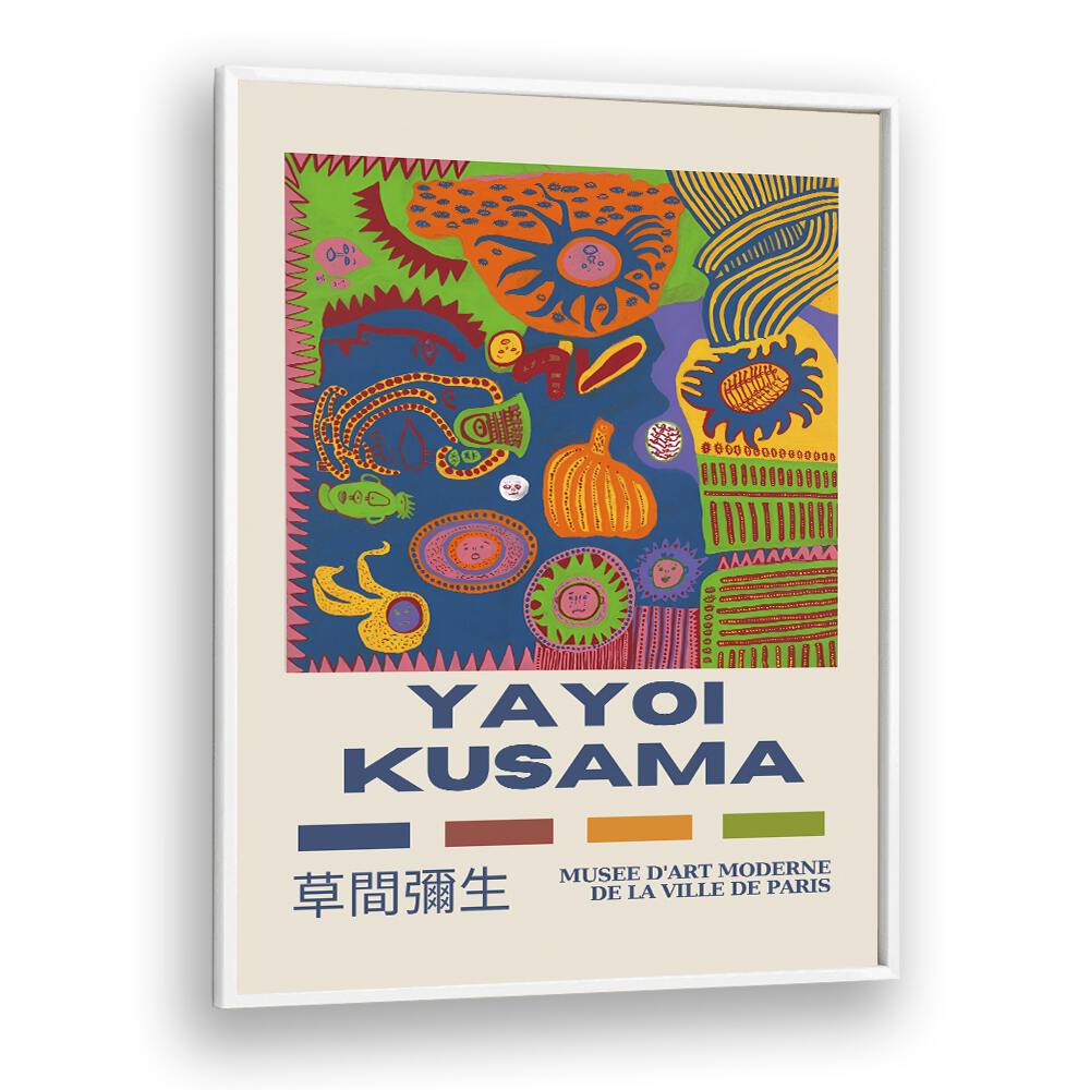 Yayoi Kusama-Musee D-Art Moderne De La Ville De Paris By Yayoi Kusama Japanese Vintage Paintings in White Plain Frame