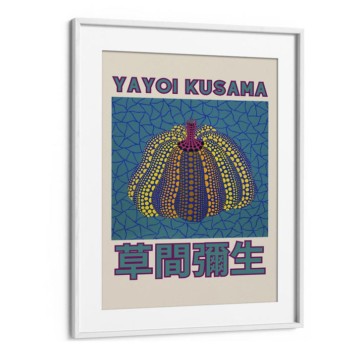 Yayoi Kusama V Japanese Vintage Paintings in White Frame With Mount