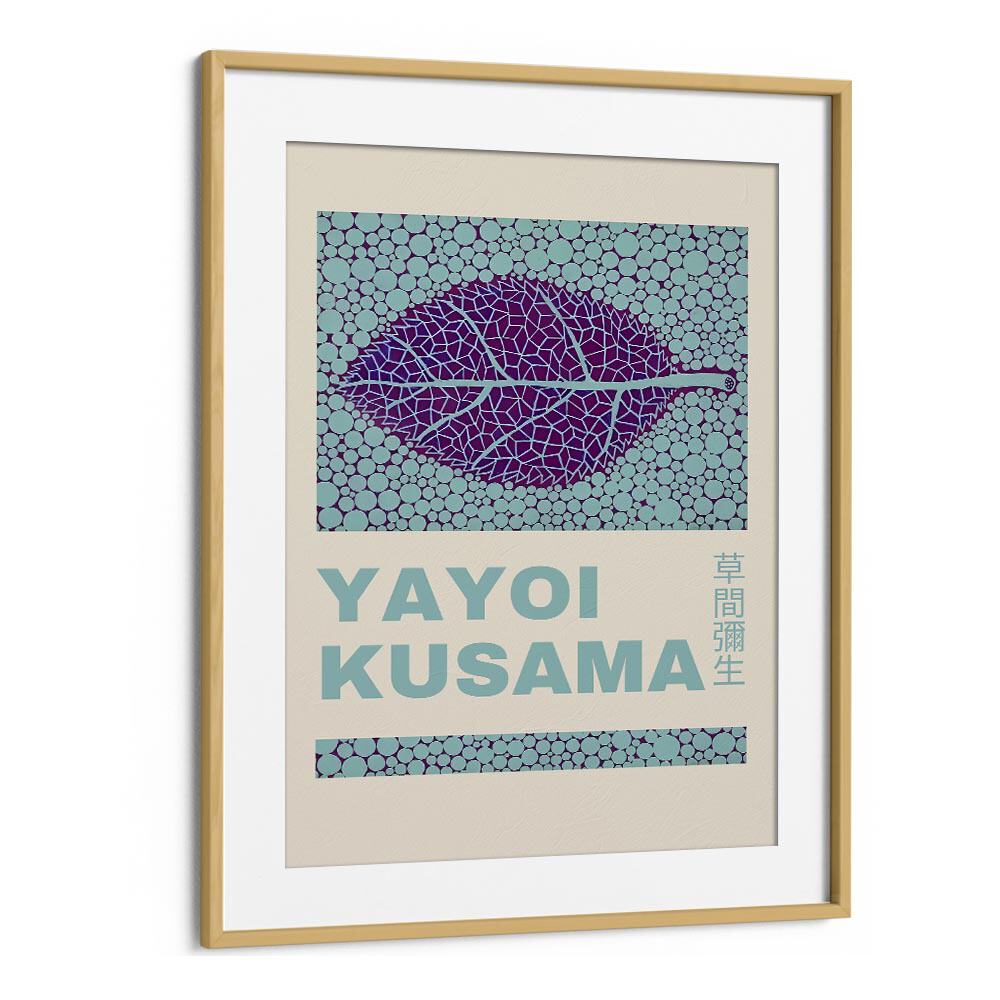 Yayoi Kusama VI Japanese Vintage Paintings in Oak Wood Frame With Mount