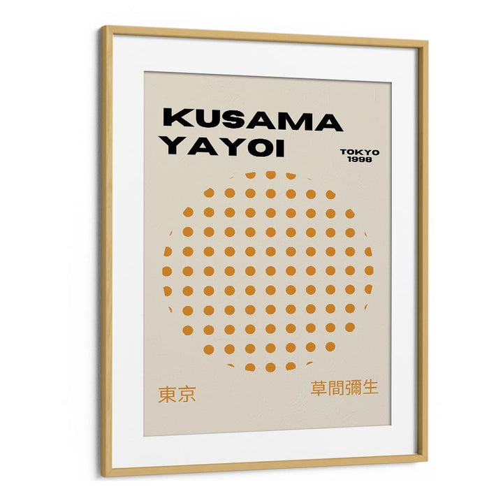 Yayoi Kusama XIV Japanese Vintage Paintings in Oak Wood Frame With Mount