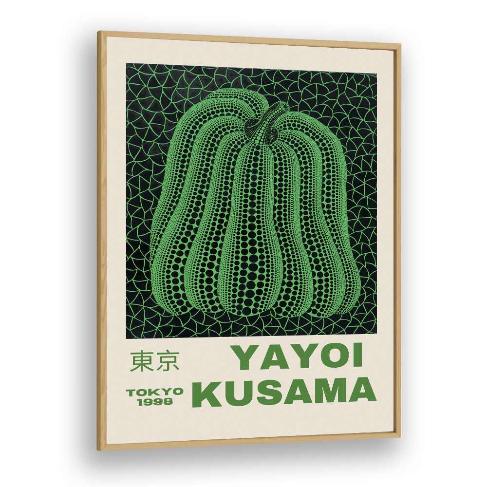 Yayoi Kusama XIX Japanese Vintage Paintings in Oak Wood Plain Frame