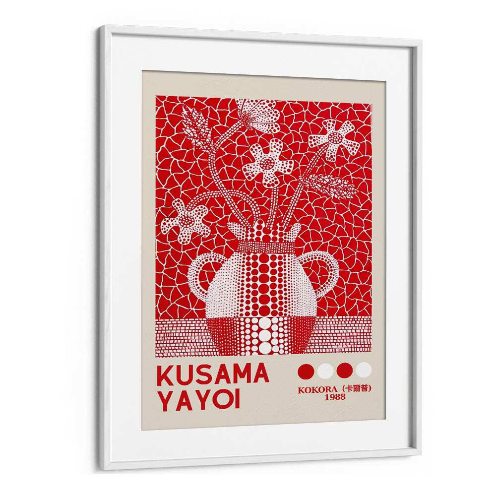 Yayoi Kusama XVI Japanese Vintage Paintings in White Frame With Mount