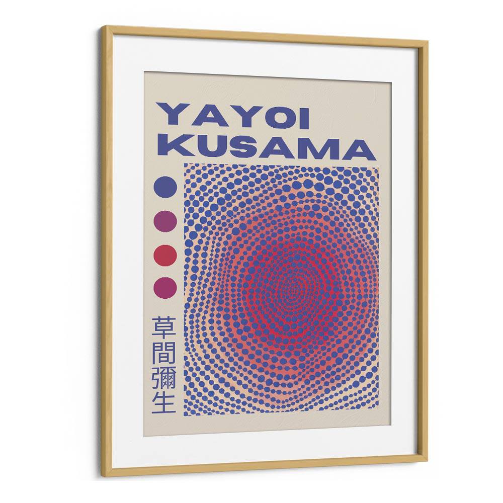 Yayoi Kusama XXI Japanese Vintage Paintings in Oak Wood Frame With Mount