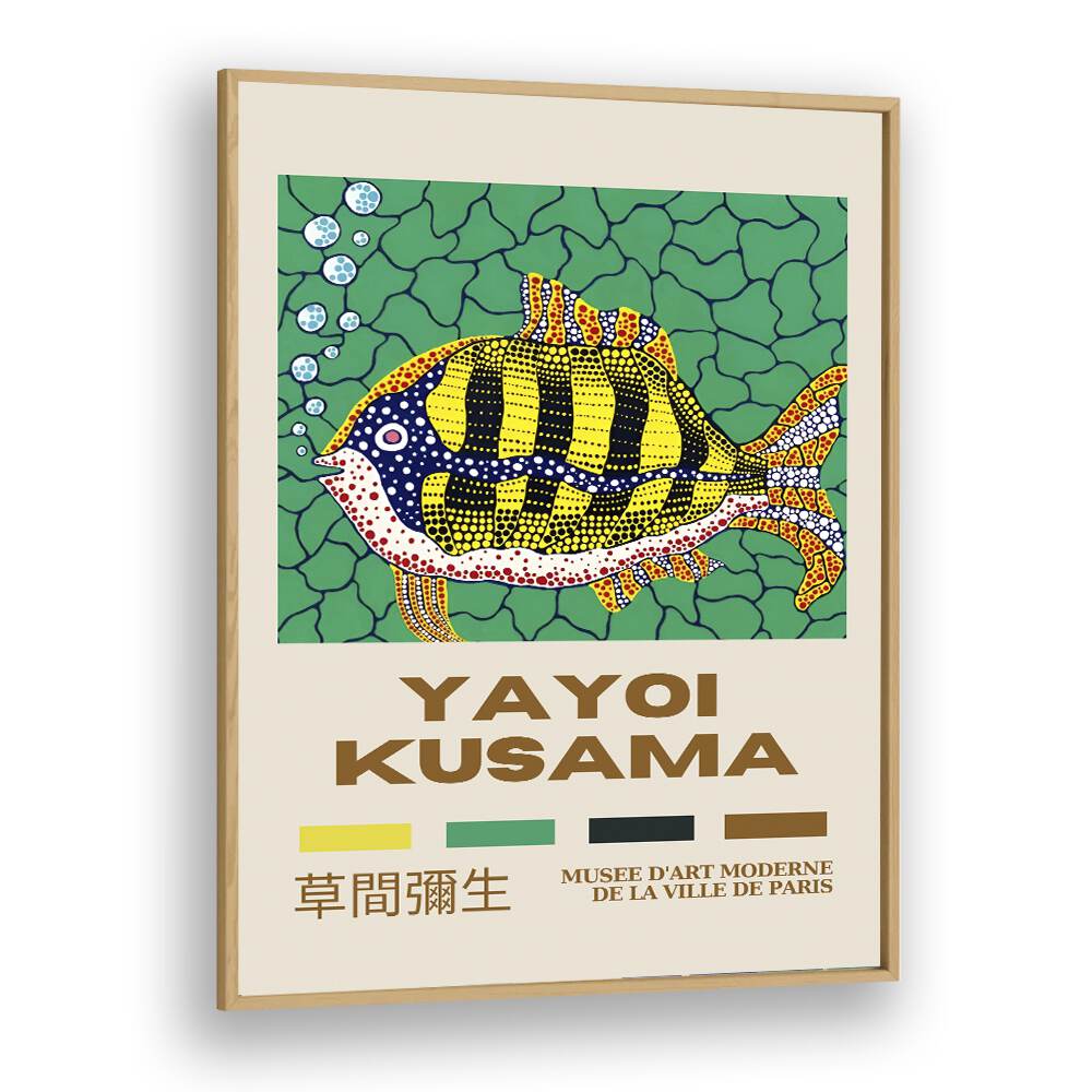 Yayoi Kusama-deapth Of The Sea 1993 By Yayoi Kusama Japanese Vintage Paintings in Oak Wood Plain Frame