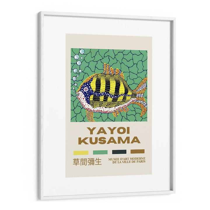 Yayoi Kusama-deapth Of The Sea 1993 By Yayoi Kusama Japanese Vintage Paintings in White Frame With Mount