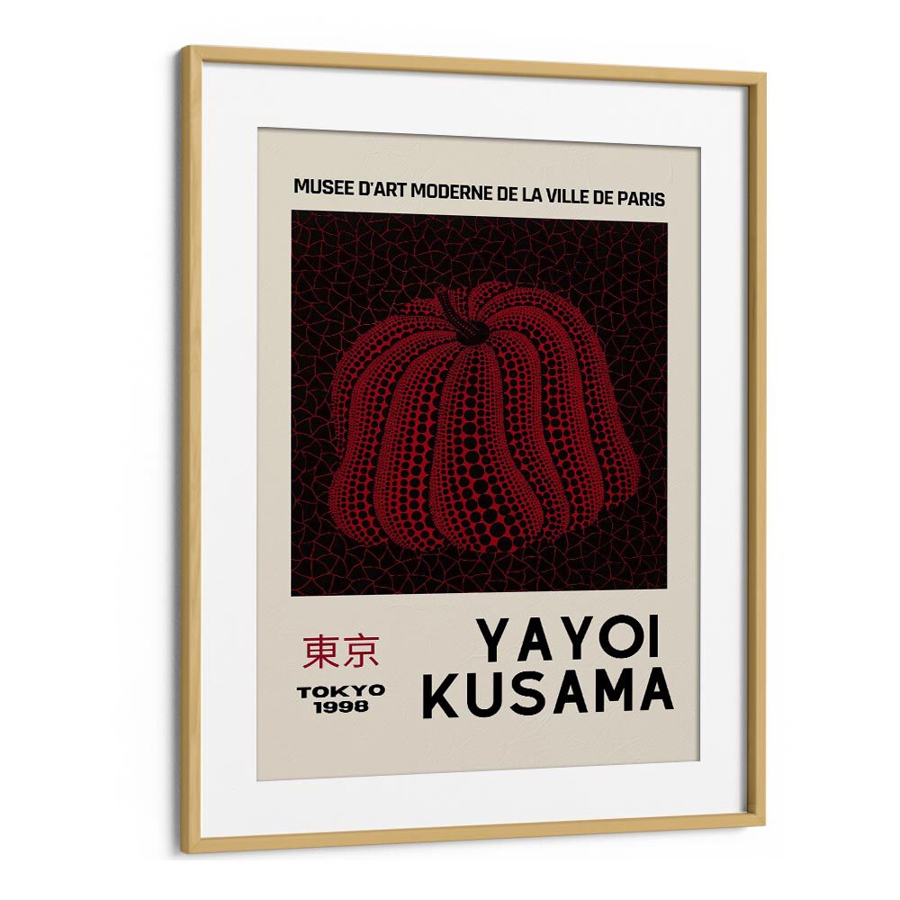 Yayoi Kusama-tokyo 1998-pumpkin By Yayoi Kusama Japanese Vintage Paintings in Oak Wood Frame With Mount