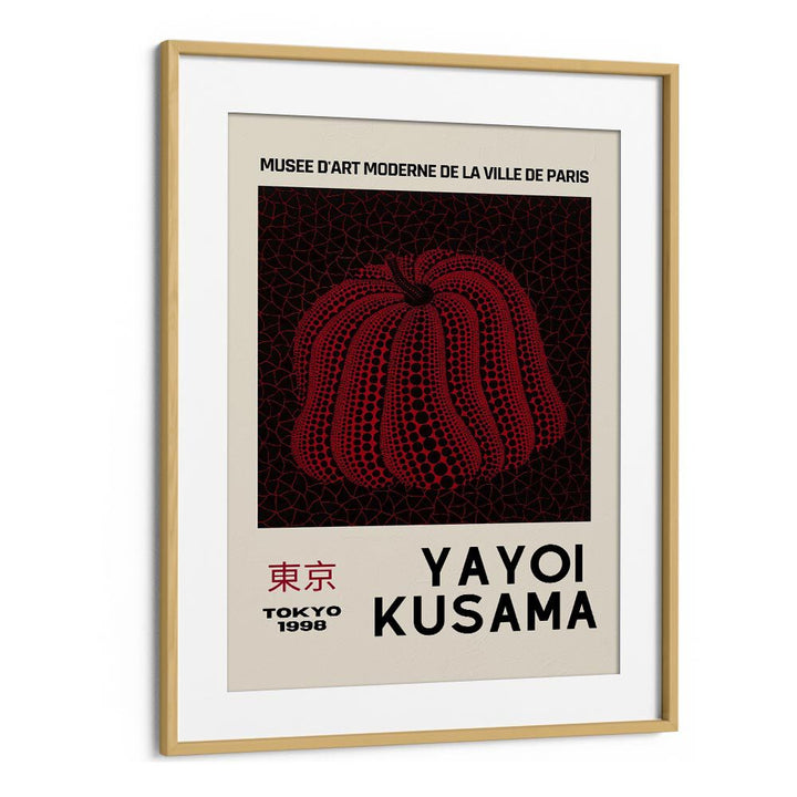 Yayoi Kusama-tokyo 1998-pumpkin By Yayoi Kusama Japanese Vintage Paintings in Oak Wood Frame With Mount