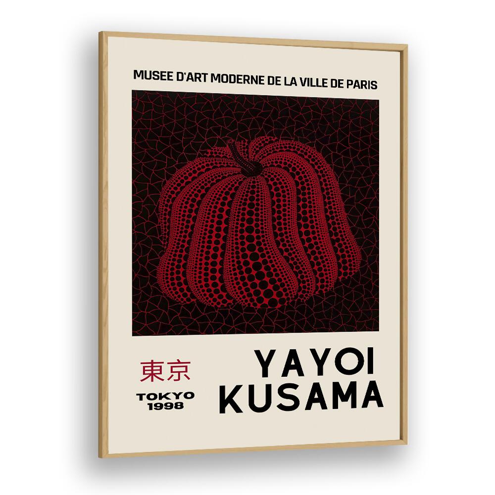 Yayoi Kusama-tokyo 1998-pumpkin By Yayoi Kusama Japanese Vintage Paintings in Oak Wood Plain Frame