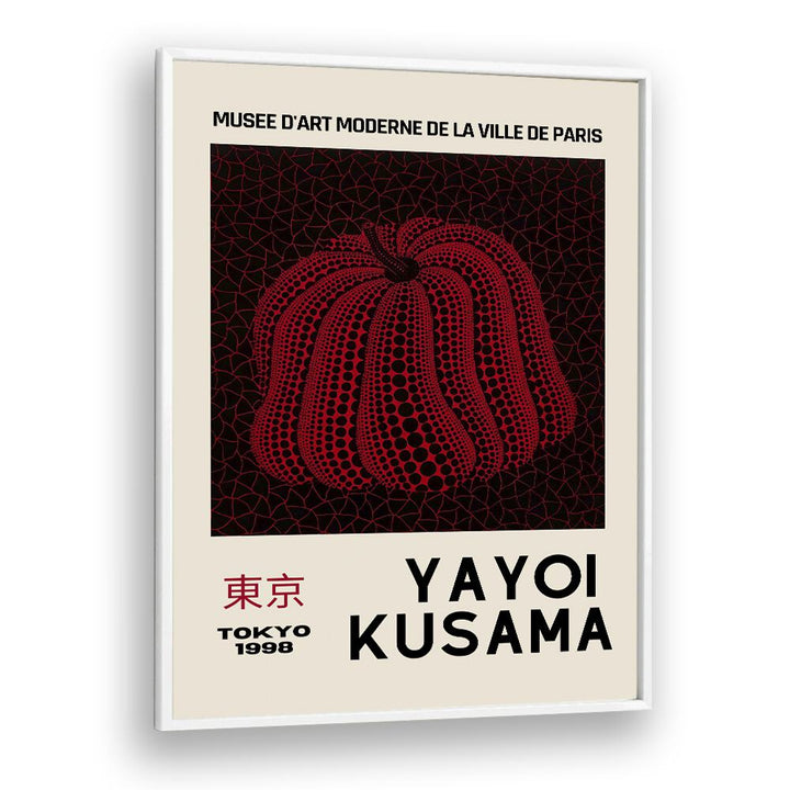 Yayoi Kusama-tokyo 1998-pumpkin By Yayoi Kusama Japanese Vintage Paintings in White Plain Frame