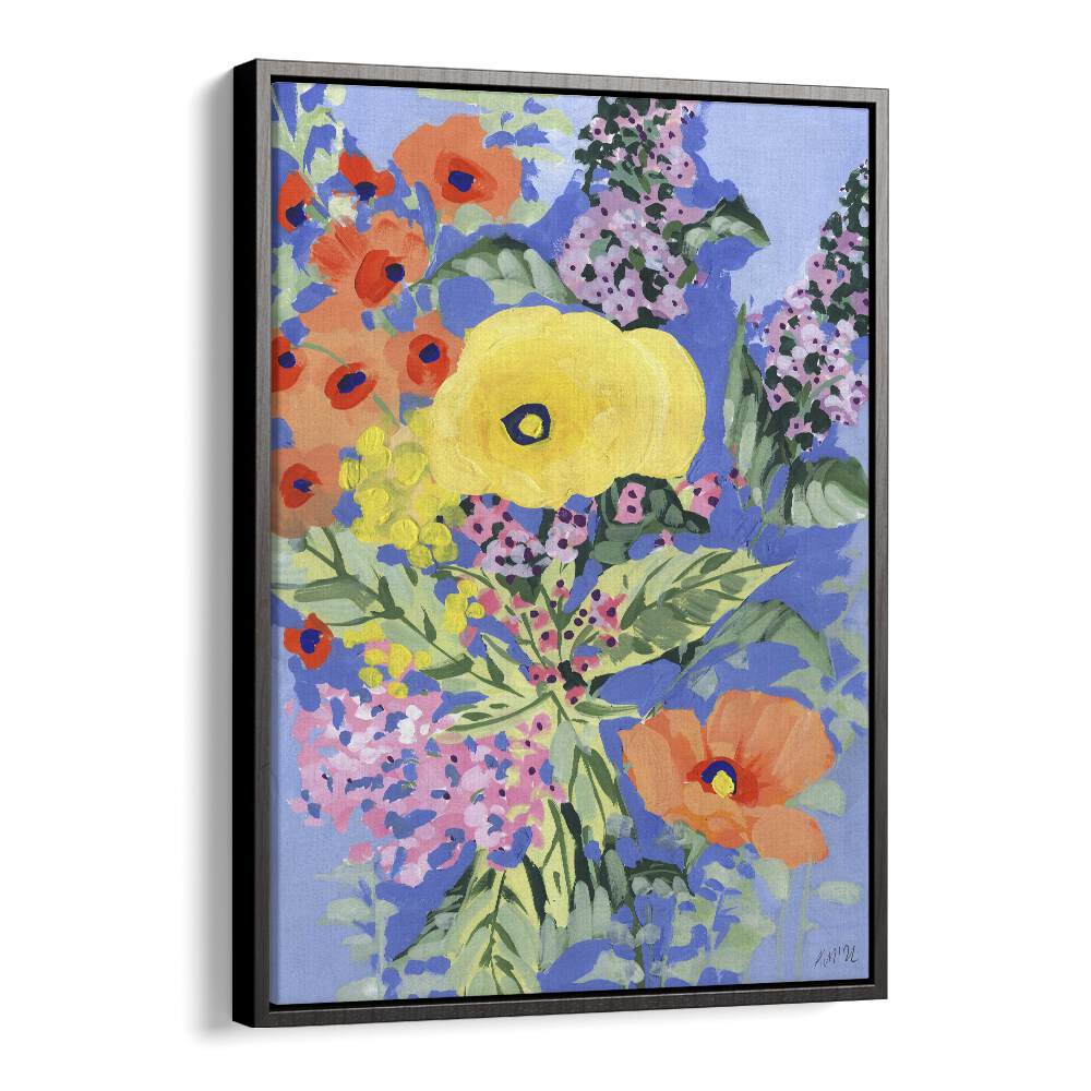 Yellow And Orange Poppies By Ania Zwara Botanical Art Prints Floral Paintings in Black Floater Frame