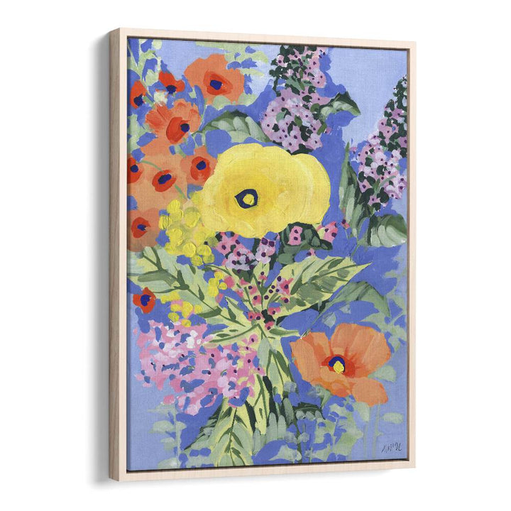 Ania Zwara painting - YELLOW AND ORANGE POPPIES by AsianmonkYellow And Orange Poppies By Ania Zwara Botanical Art Prints Floral Paintings in Oak Wood Floater Frame