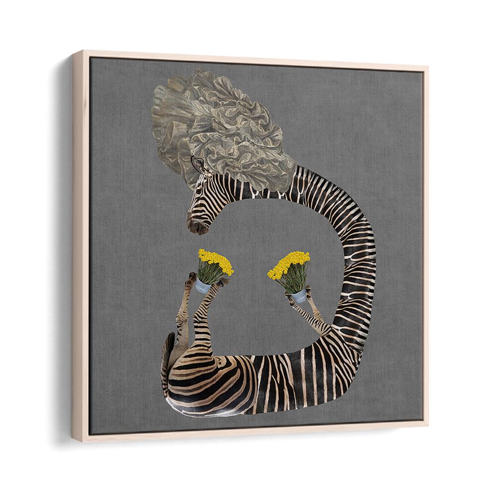 Yellow Flowers In A Bucket Surreal Art Prints Surrealism in Oak Wood Floater Frame