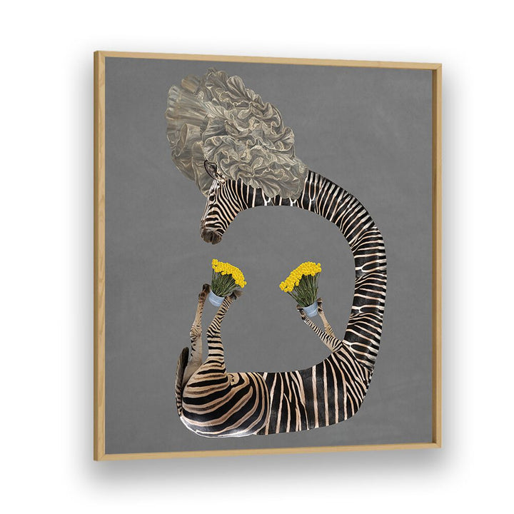 Yellow Flowers In A Bucket Surreal Art Prints Surrealism in Oak Wood Plain Frame