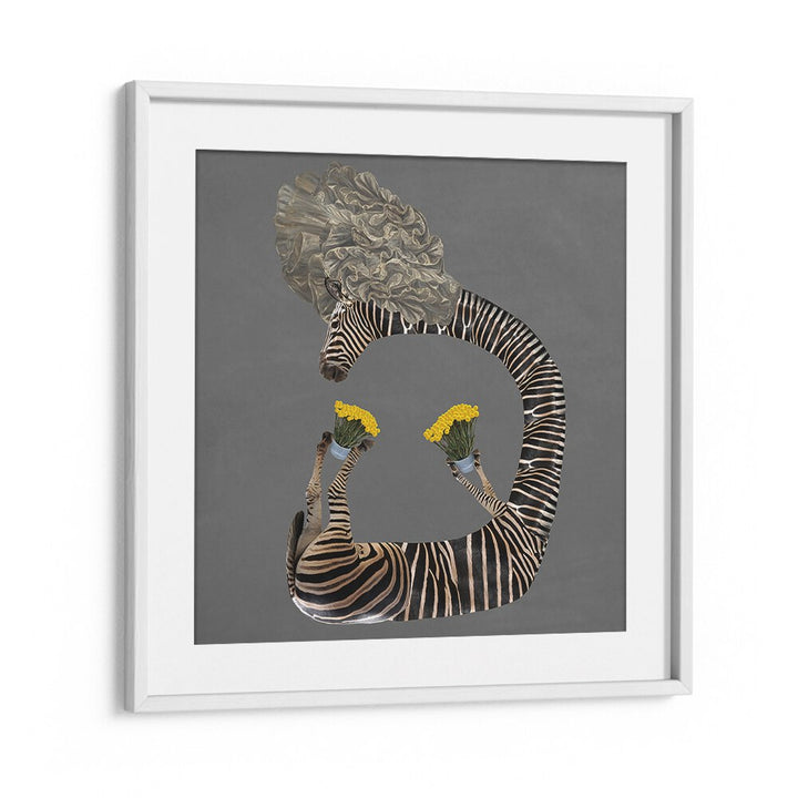 Yellow Flowers In A Bucket Surreal Art Prints Surrealism in White Frame With Mount