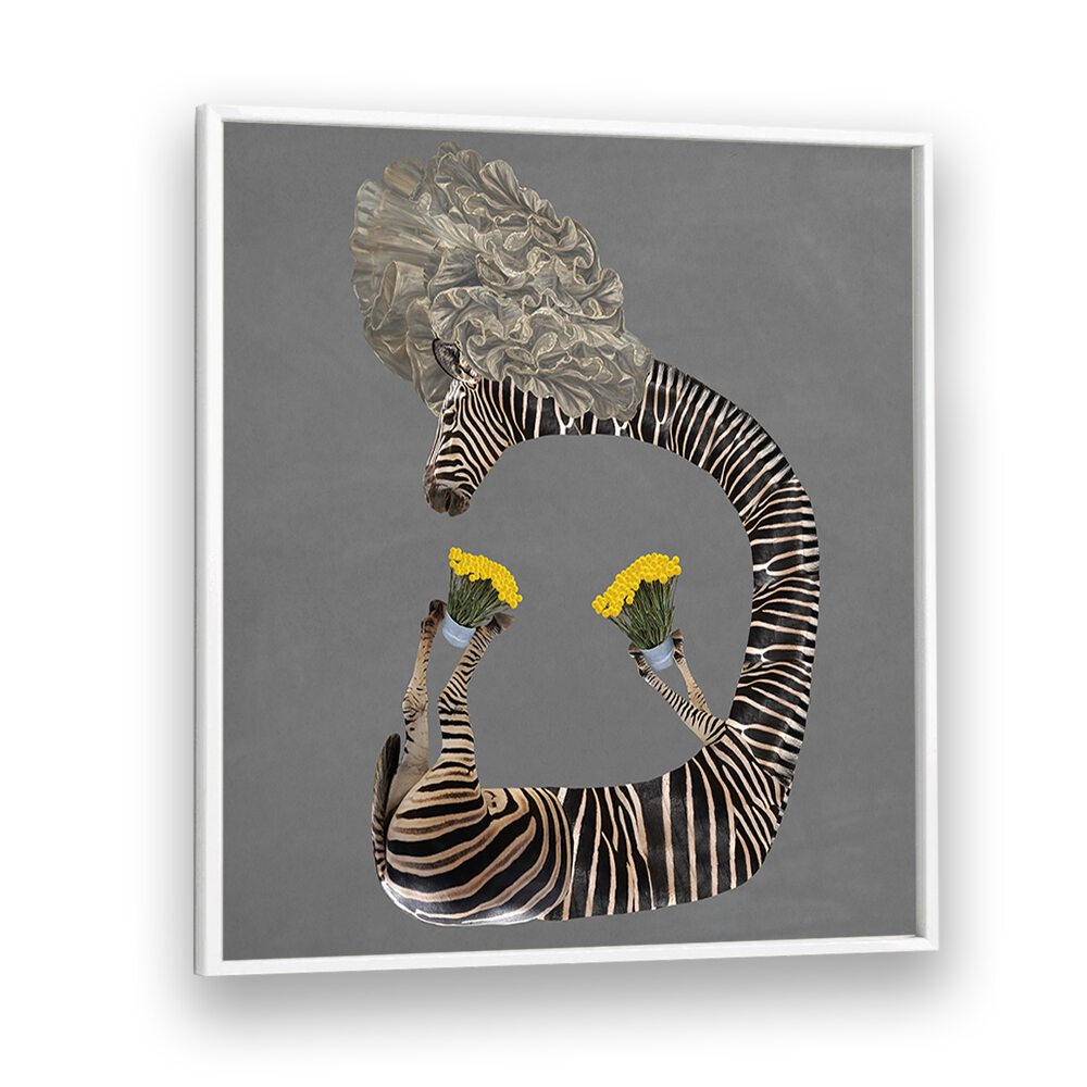 Yellow Flowers In A Bucket Surreal Art Prints Surrealism in White Plain Frame