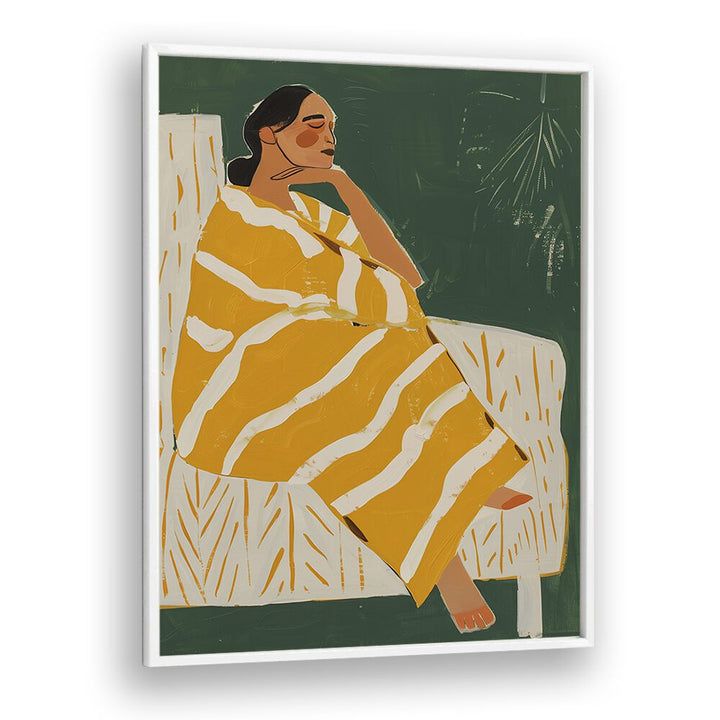 Yellow Plum  Women Illustrations paintings in White Plain Frame