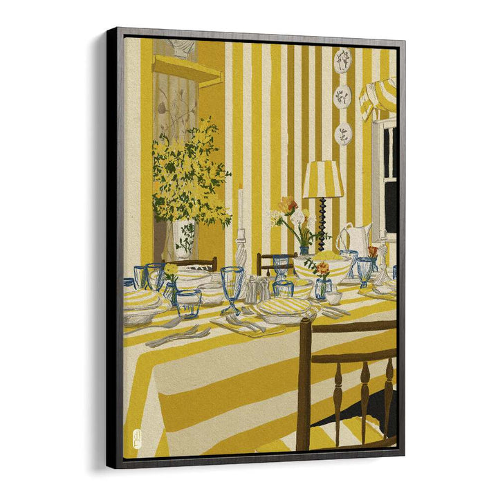 Yellow Room Portrait by Dianne Nicole Fernando Kitchen Posters in Black Floater Frame