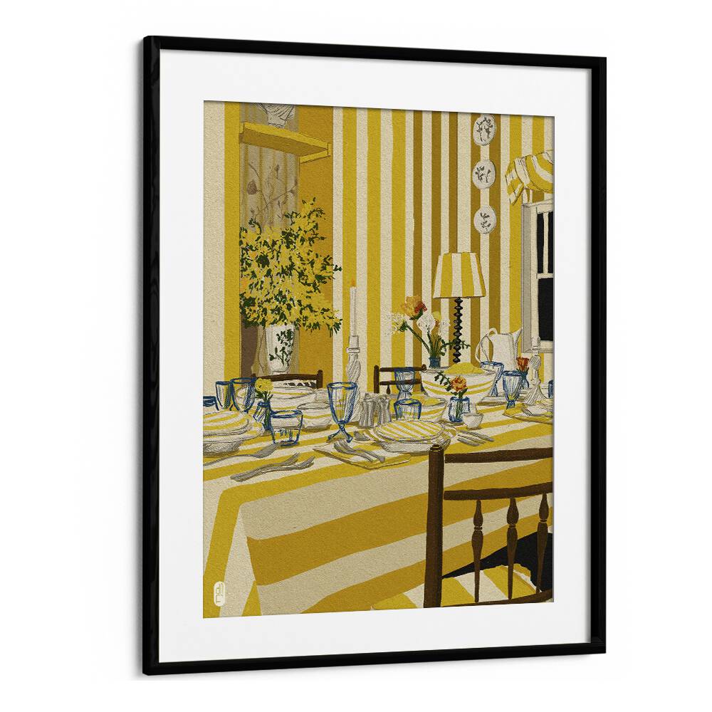 Yellow Room Portrait by Dianne Nicole Fernando Kitchen Posters in Black Frame With Mount