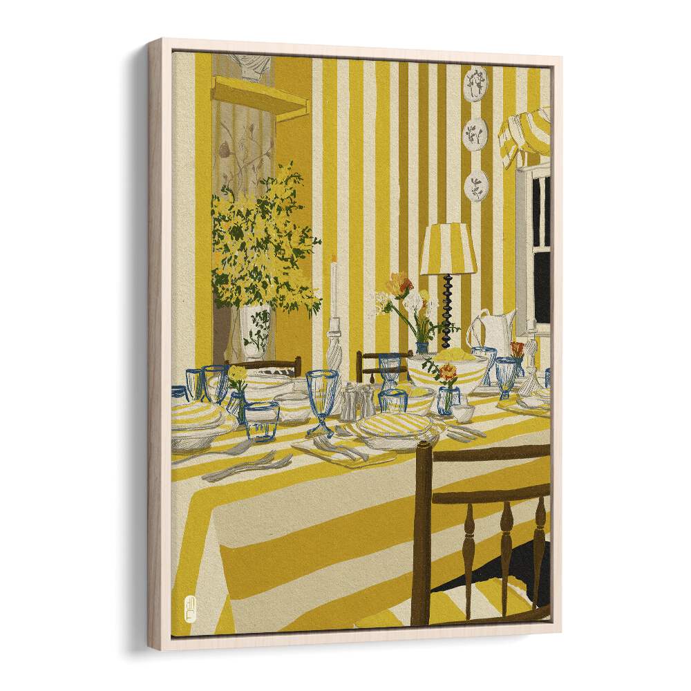 Yellow Room Portrait by Dianne Nicole Fernando Kitchen Posters in Oak Wood Floater Frame