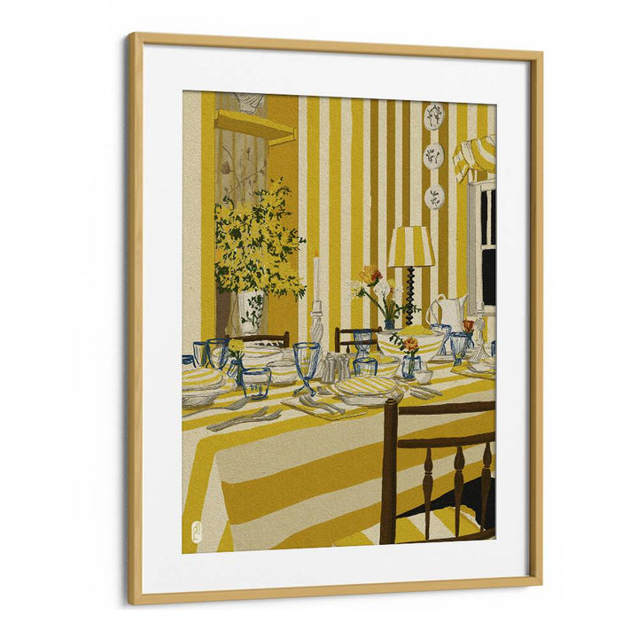 Yellow Room Portrait by Dianne Nicole Fernando Kitchen Posters in Oak Wood Frame With Mount