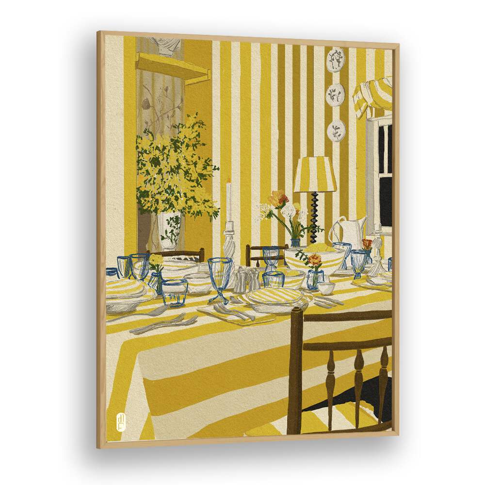 Yellow Room Portrait by Dianne Nicole Fernando Kitchen Posters in Oak Wood Plain Frame