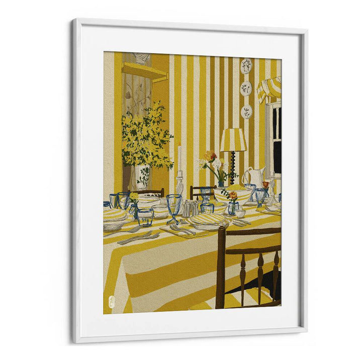 Yellow Room Portrait by Dianne Nicole Fernando Kitchen Posters in White Frame With Mount