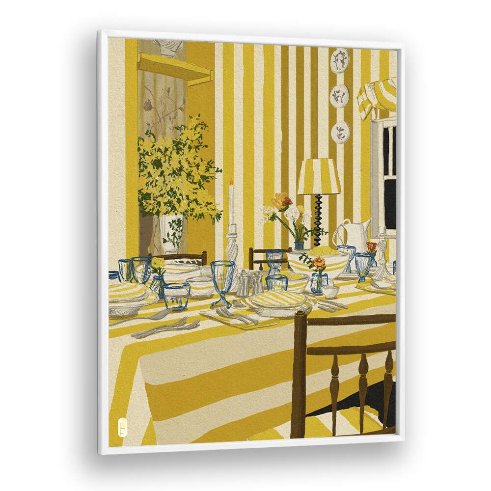 Yellow Room Portrait by Dianne Nicole Fernando Kitchen Posters in White Plain Frame