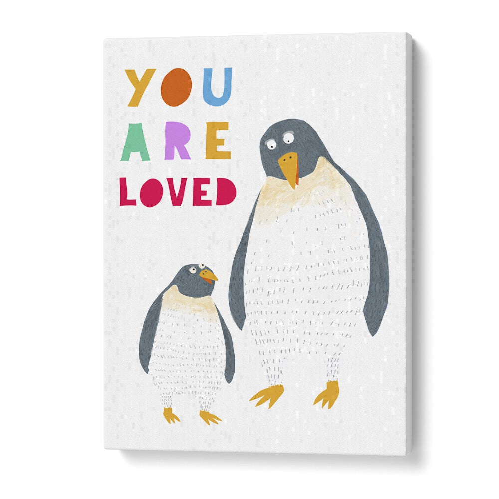 You Are Loved Mommy And Baby Penguin By Carla Daly Kids Painting in Gallery Wrap