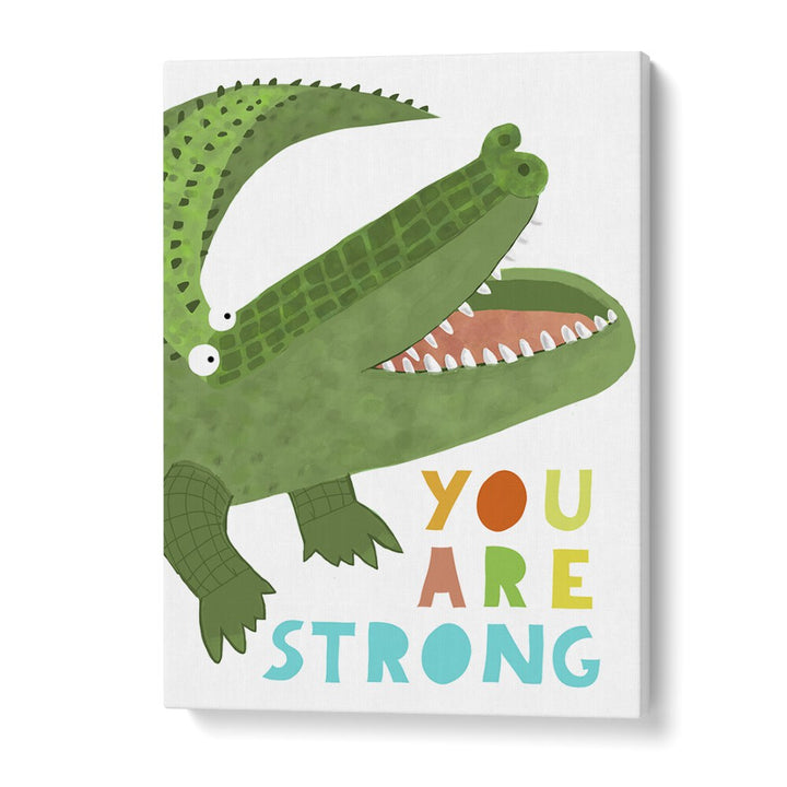 You Are Strong Funny Alligator With Tail By Carla Daly Kids Painting in Gallery Wrap