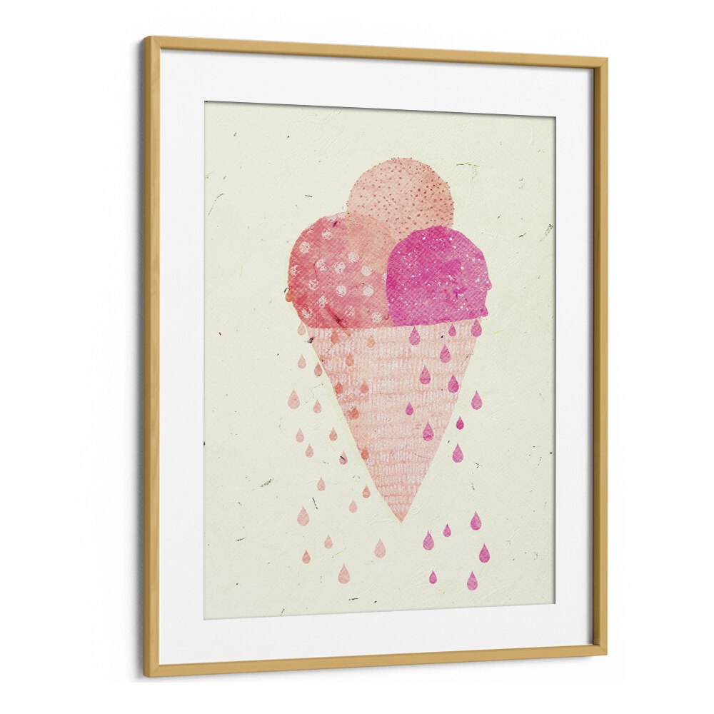 Yummy Ice by Treechild Kitchen Art Prints in Oak Wood Frame With Mount