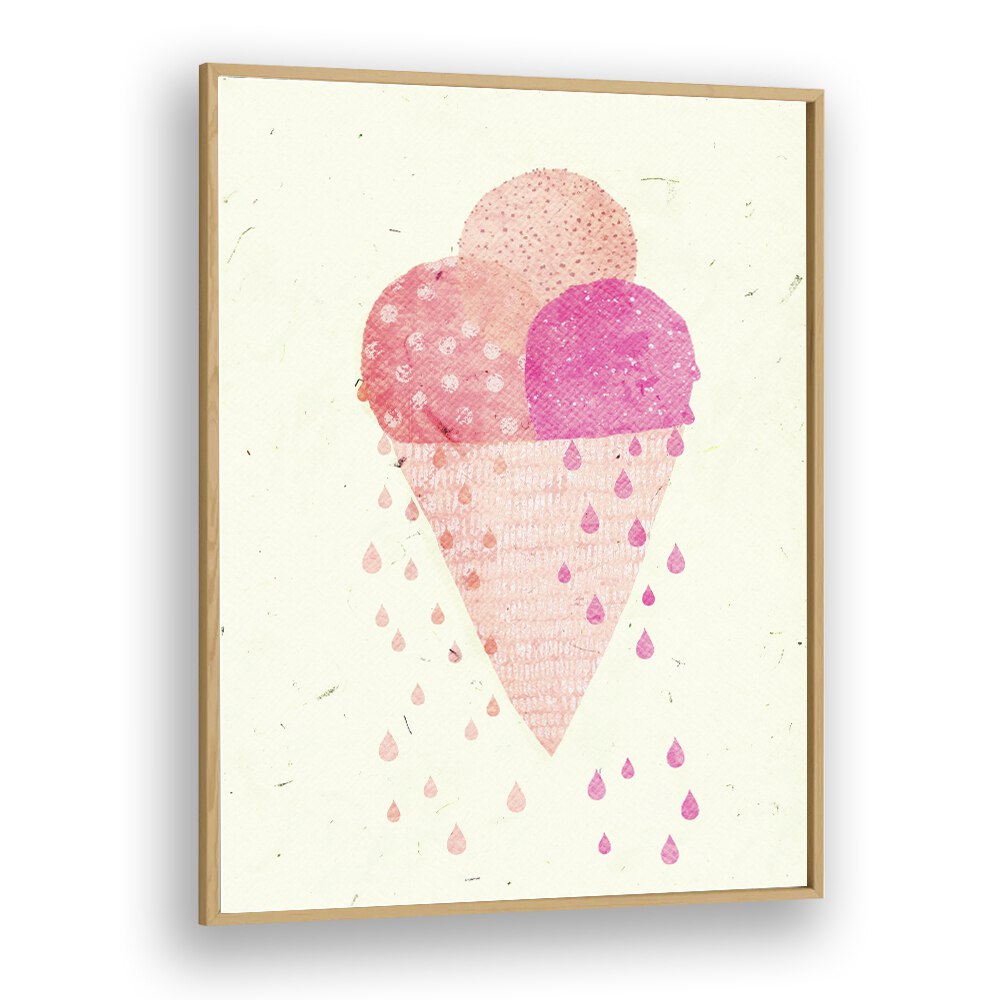 Yummy Ice by Treechild Kitchen Art Prints in Oak Wood Plain Frame