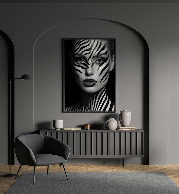 ZEBRA WOMAN PORTRAIT , PORTRAITS & FIGURATIVE ILLUSTRATIONS