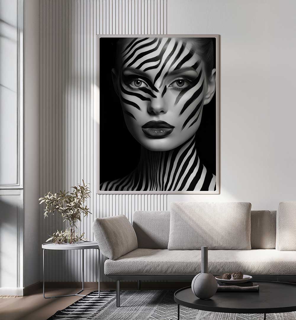 ZEBRA WOMAN PORTRAIT , PORTRAITS & FIGURATIVE ILLUSTRATIONS
