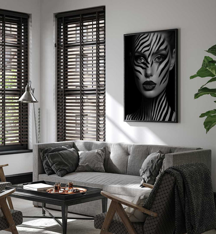 ZEBRA WOMAN PORTRAIT , PORTRAITS & FIGURATIVE ILLUSTRATIONS