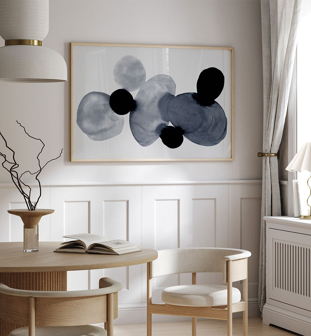 ZEN GARDEN STONES II, ABSTRACT PAINTINGS, showcases soothing brush strokes and earthy tones for a serene ambiance.