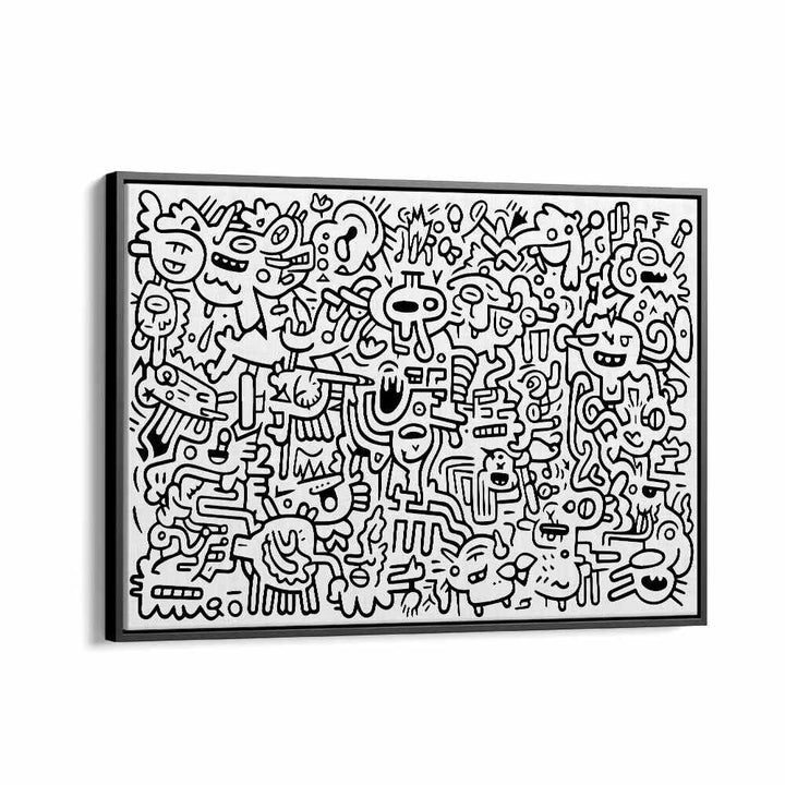 Zen Zoodles Doodle Art Artwork in Black Floater Frame