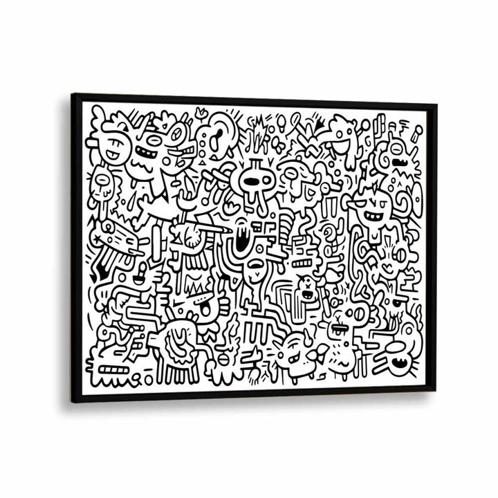 Zen Zoodles Doodle Art Artwork in Black Plain Frame