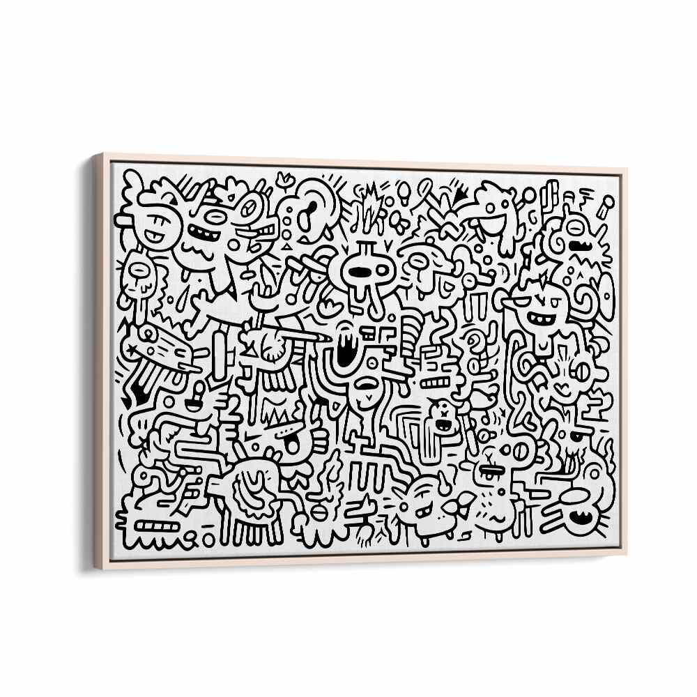 Zen Zoodles Doodle Art Artwork in Oak Wood Floater Frame