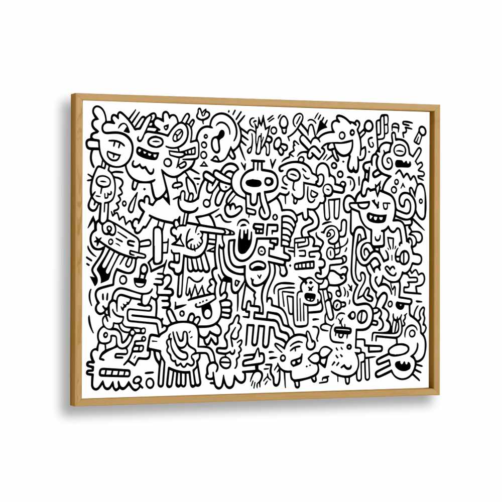 Zen Zoodles Doodle Art Artwork in Oak Wood Plain Frame