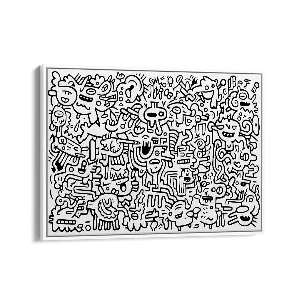 Zen Zoodles Doodle Art Artwork in White Floater Frame