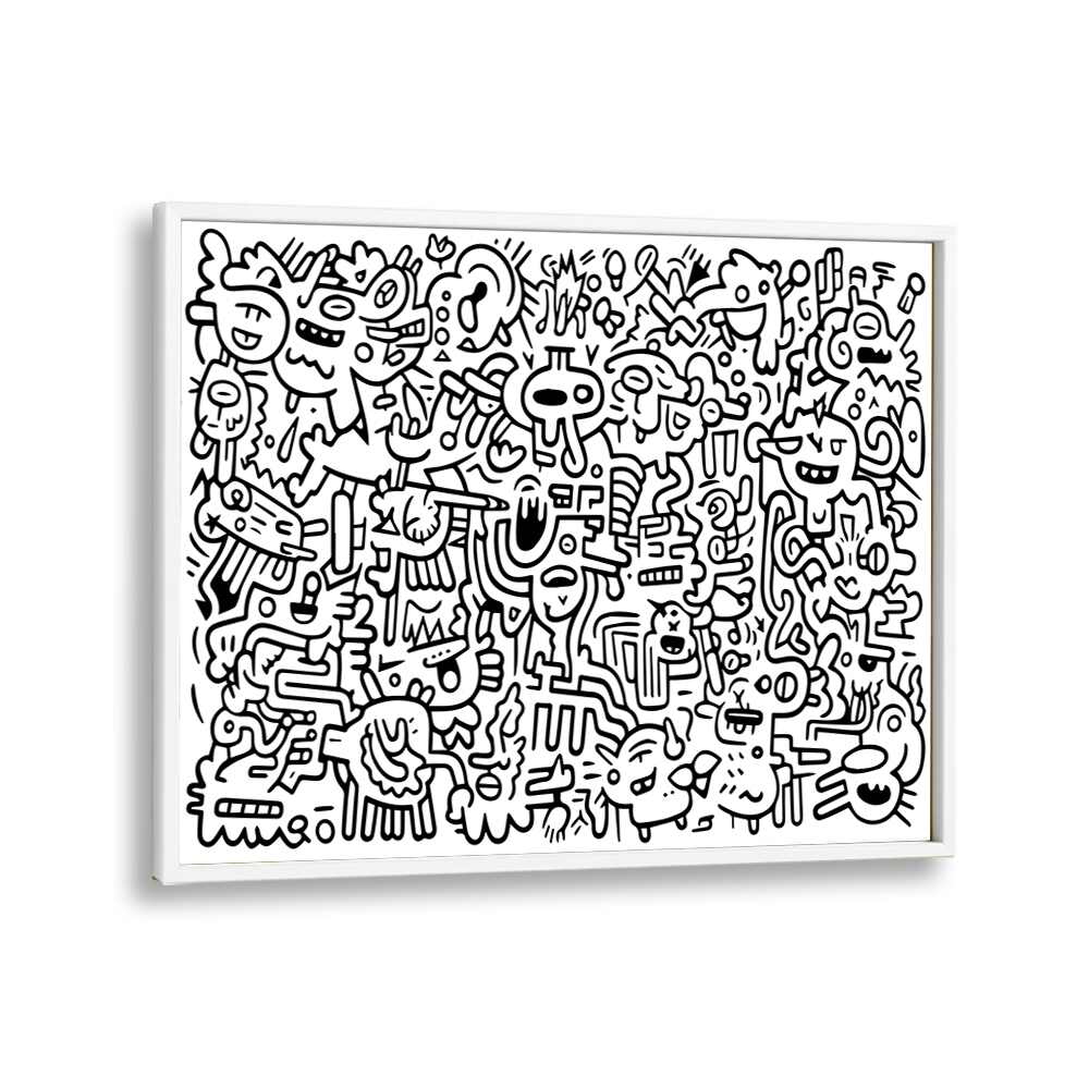 Zen Zoodles Doodle Art Artwork in White Plain Frame